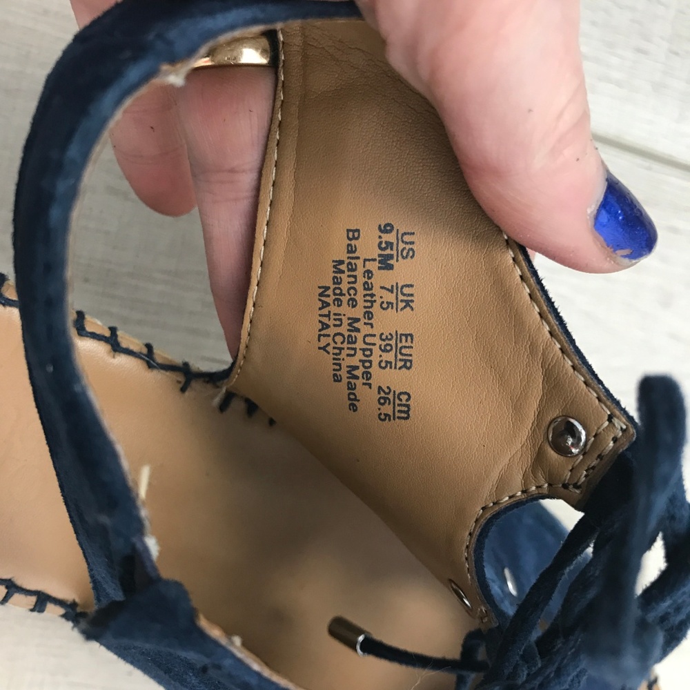 Franco Sarto blue suede wedge espadrilles lace up - Picture 5 of 5